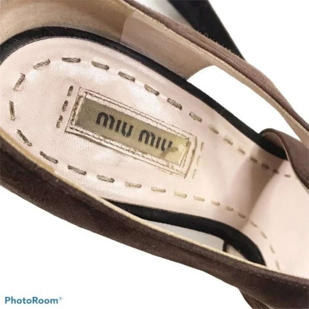 Miu Miu Camoscio Bicolo colorblock suede pumps